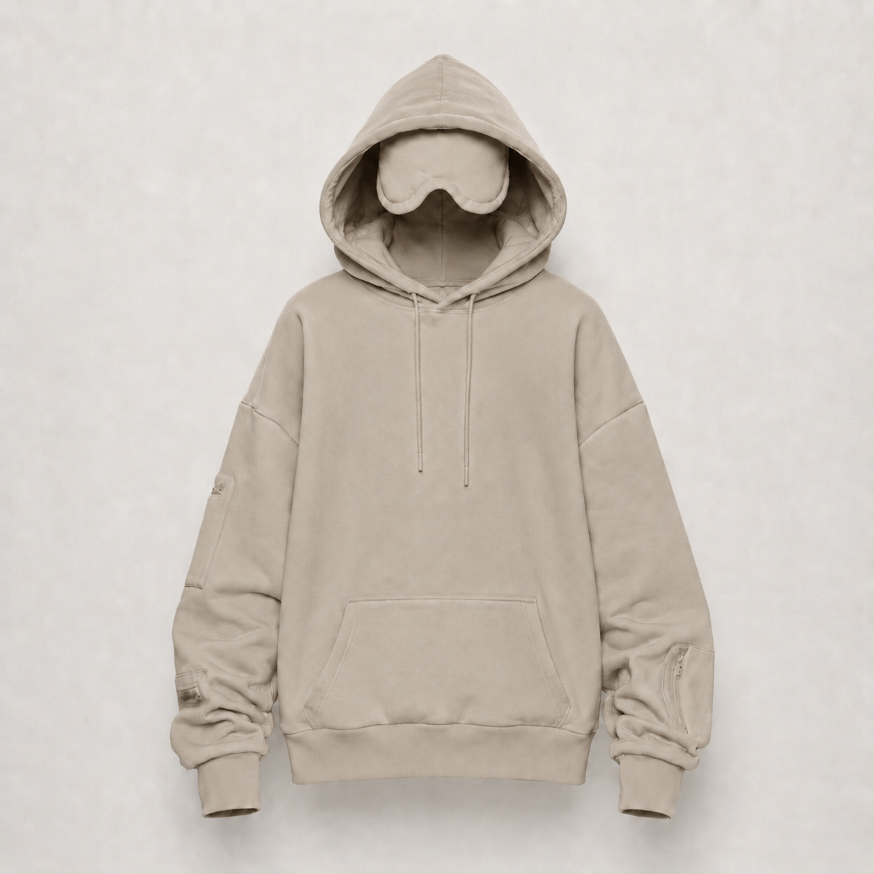 Le Hoodie Voyage BEIGE : Sweat confort avec masque de sommeil intégré
