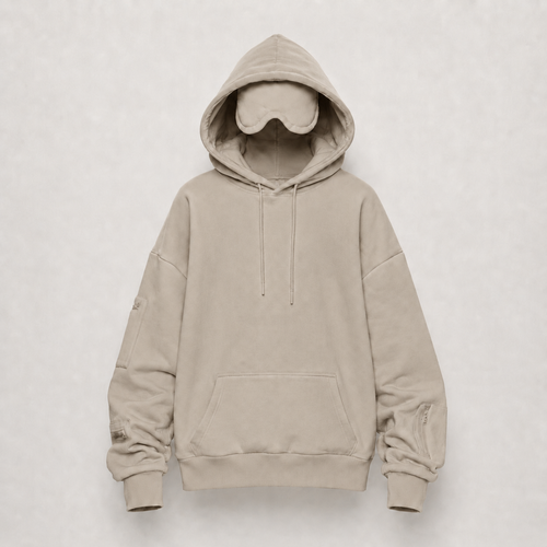 Le Hoodie Voyage BEIGE : Sweat confort avec masque de sommeil intégré