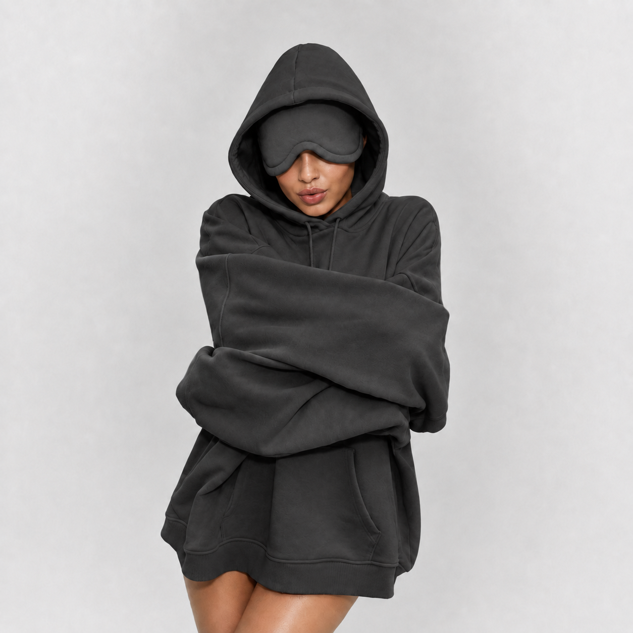 Le Hoodie Voyage GRIS : Sweat confort avec masque de sommeil intégré